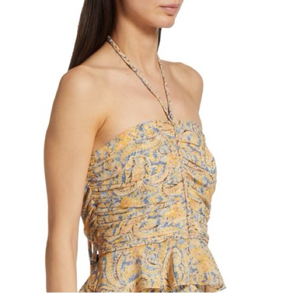 NWOT Veronica Beard 100% Silk Braided Halter Paisley top - Picture 4 of 11